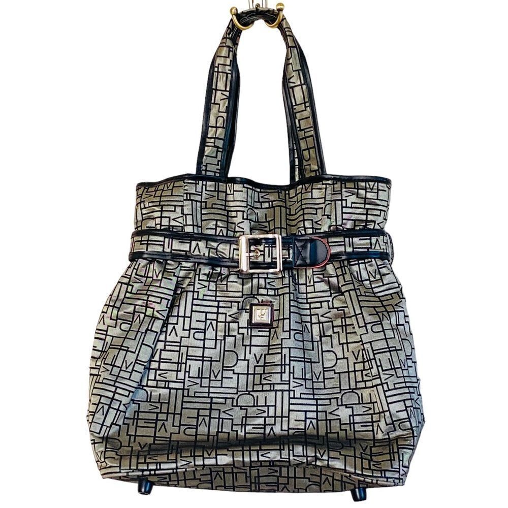 Diane Von Furstenberg DVF Large Logo Laptop Pocket Randa Travel Tote Bag NWOT